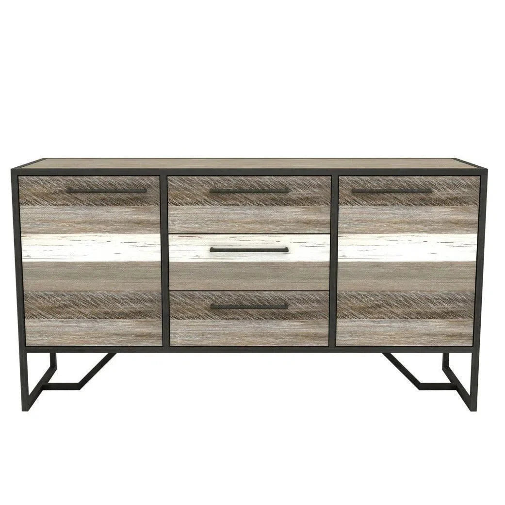 59" Small Two-Tone Acacia Wood Sideboard for Dining Room Sideboards LOOMLAN By LHIMPORTS