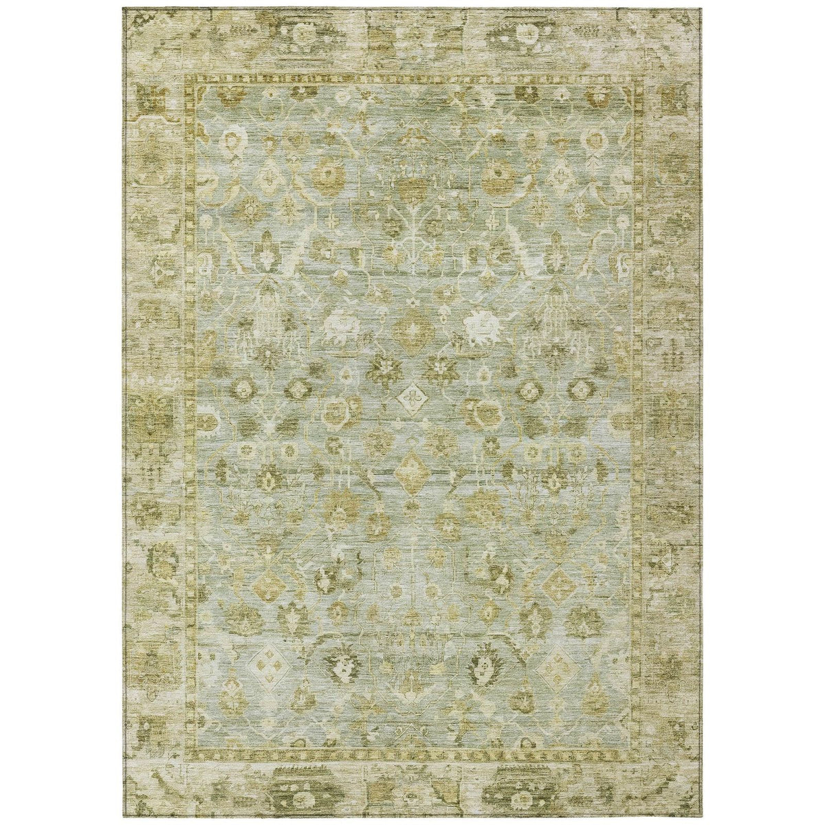 Laeel Green Washable Indoor-Outdoor Rug