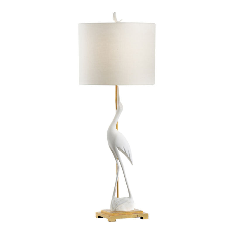 Wildwood Crane Silhouette Design White Table Lamp