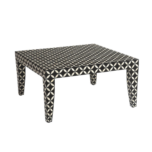 Morocco Resin Black and White Square Coffee Table