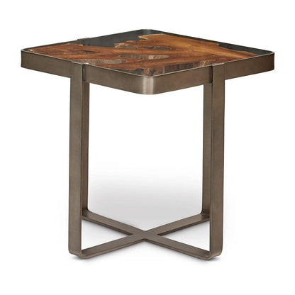 Kullen Solid Teak Wooden Glass Square End Table