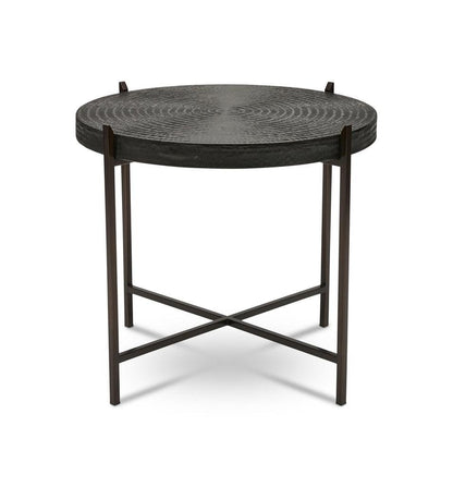 Sanskrit Bronze Plated Steel Round End Table