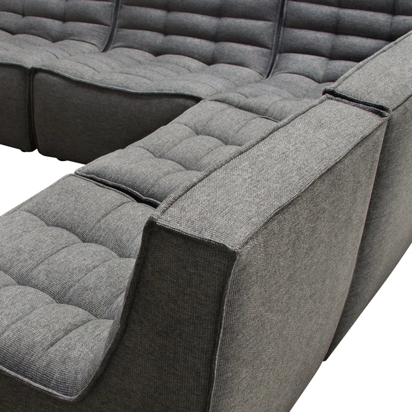 5PC Corner Modular Sectional Scooped Seat in Grey Fabric Modular Sofas Sideboards and Things  By Diamond Sofa