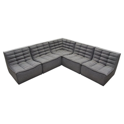 5PC Corner Modular Sectional Scooped Seat in Grey Fabric Modular Sofas Sideboards and Things  By Diamond Sofa