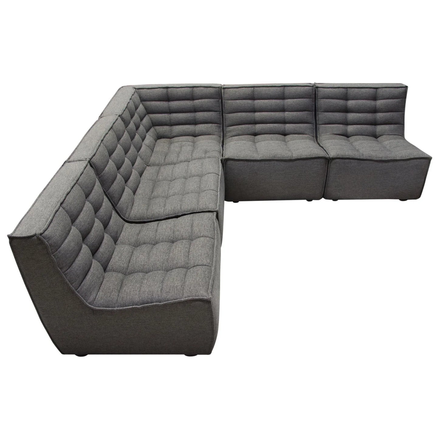 5PC Corner Modular Sectional Scooped Seat in Grey Fabric Modular Sofas Sideboards and Things  By Diamond Sofa