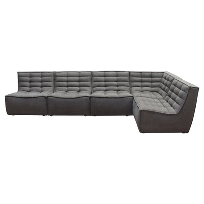 5PC Corner Modular Sectional Scooped Seat in Grey Fabric Modular Sofas Sideboards and Things  By Diamond Sofa