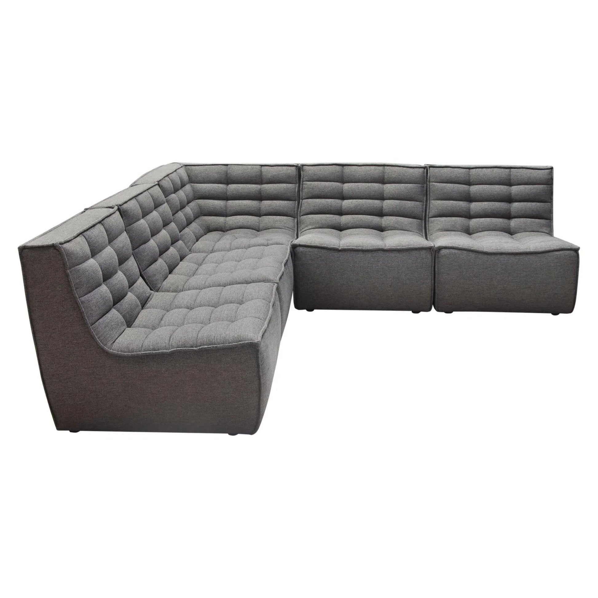 5PC Corner Modular Sectional Scooped Seat in Grey Fabric Modular Sofas Sideboards and Things  By Diamond Sofa