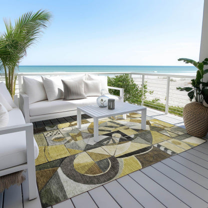 Jaelius Brown Washable Indoor-Outdoor Rug -- brown