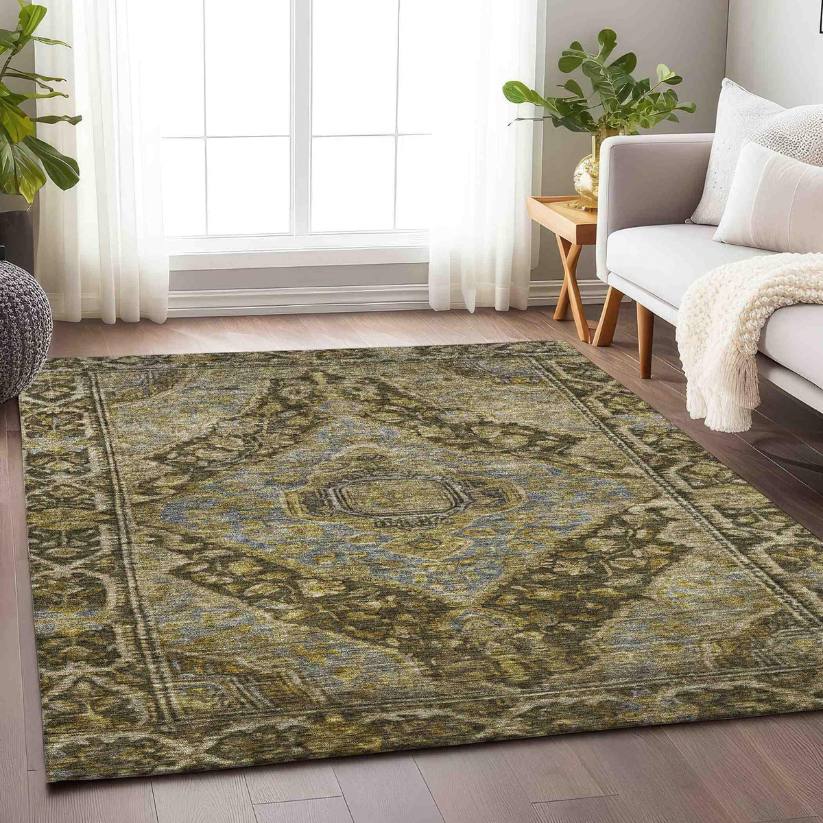Kaelanor Brown Washable Indoor-Outdoor Rug -- brown