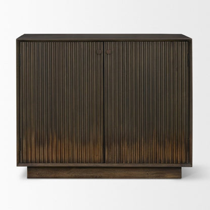 Cinder 36" Distressed Dark Brown Reeded 2-Door Closed Accent -- Dark Brown