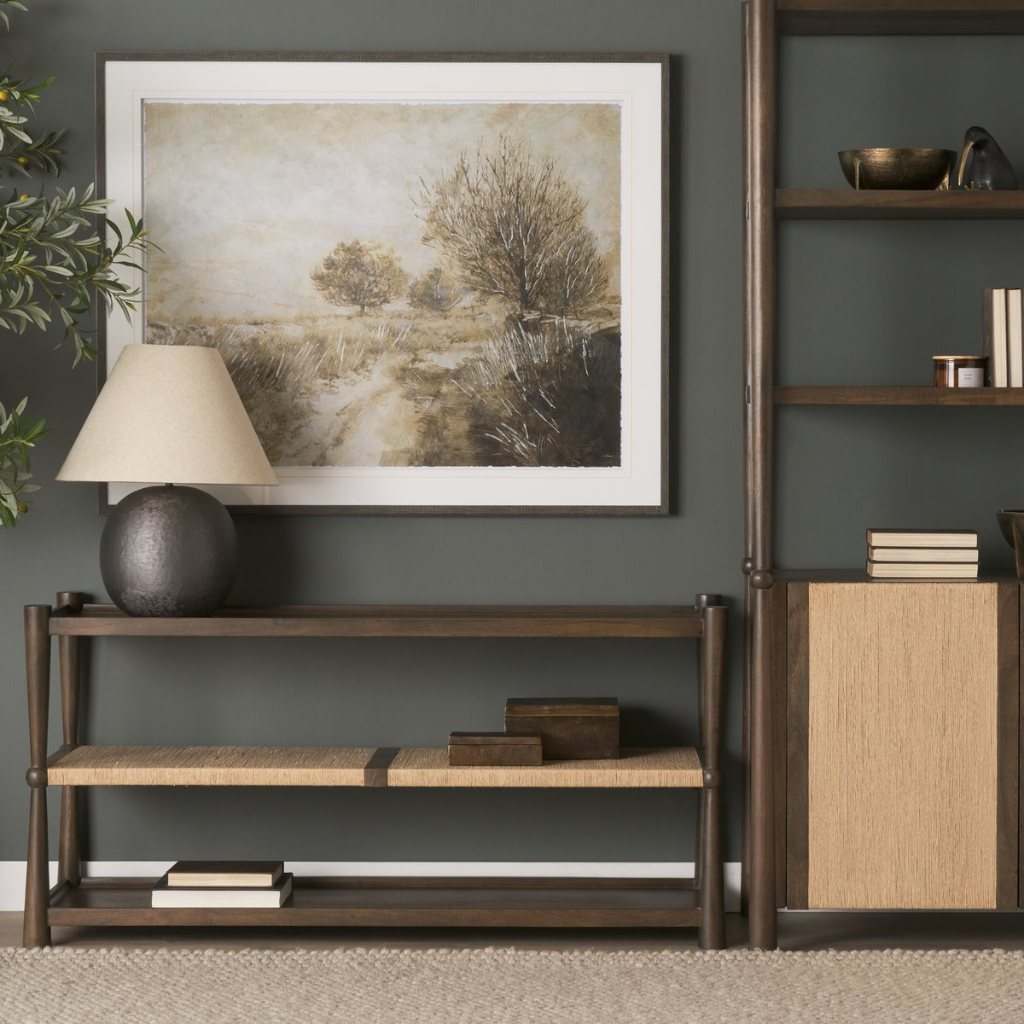 Bondi Dark Brown Mango Wood & Paper Rope Console Table -- Dark Brown