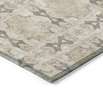 Panel Brown Washable Indoor-Outdoor Rug
