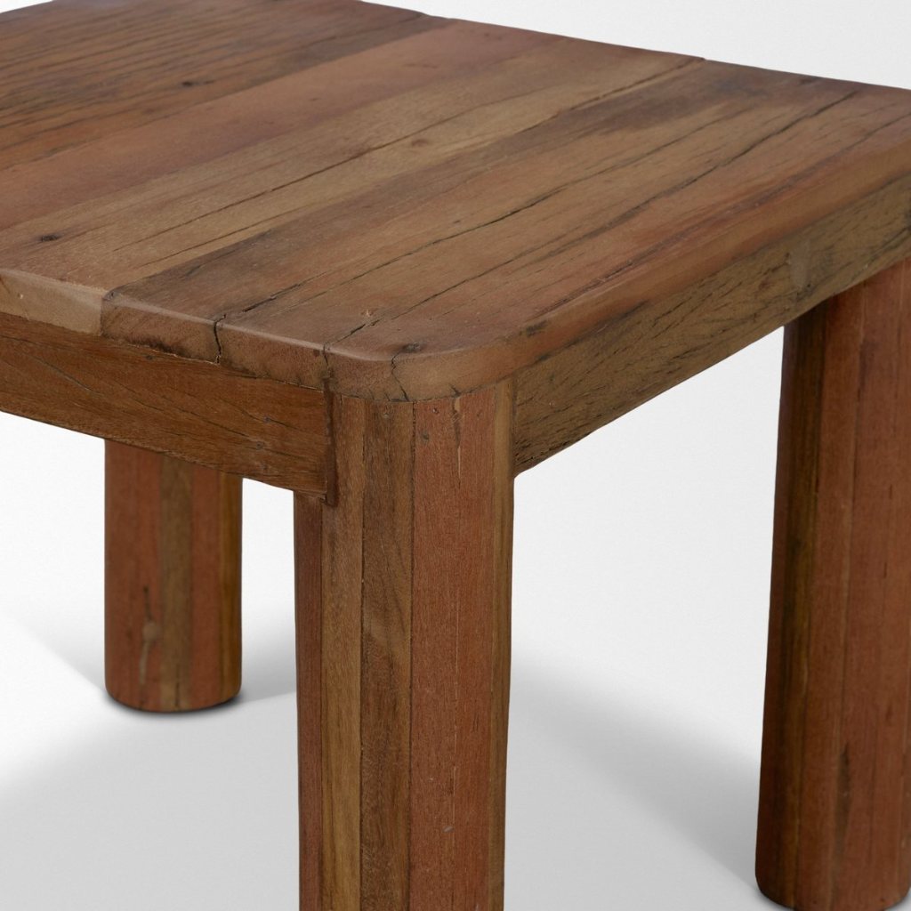 Hewitt 24" Square Smooth Reclaimed Wood Side Table -- Brown