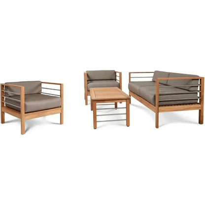 SoHo 4PC Teak Outdoor Patio Deep Set Sunbrella Cushion -- view 6