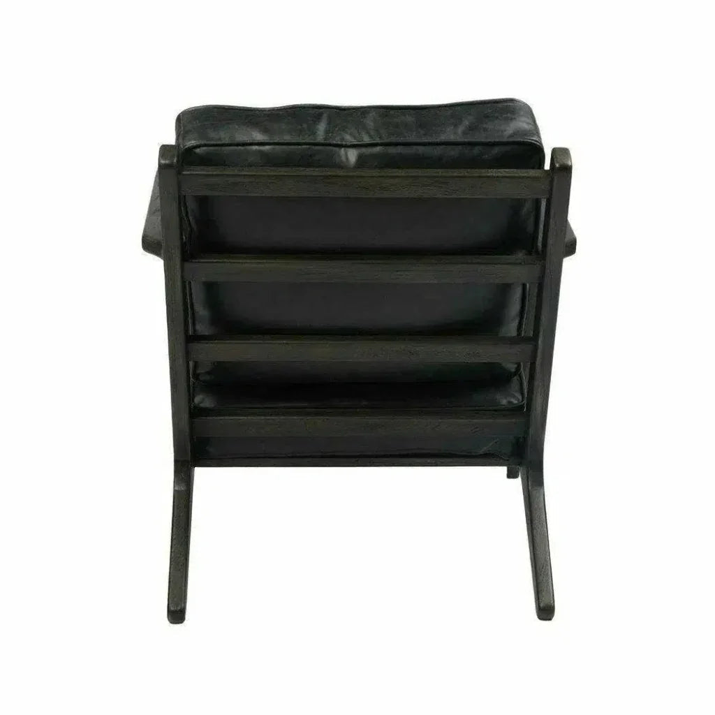 Junior Arm Chair Black Leather Seat Over Wood Base -- view 2