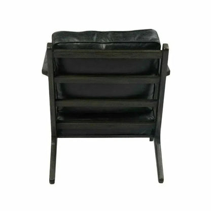 Junior Arm Chair Black Leather Seat Over Wood Base -- view 2