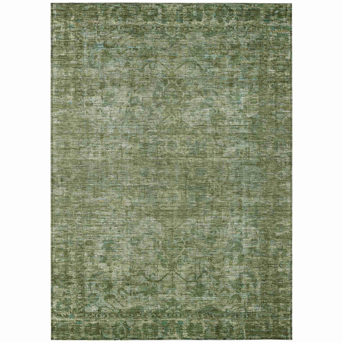 Iriira Green Washable Indoor-Outdoor Rug