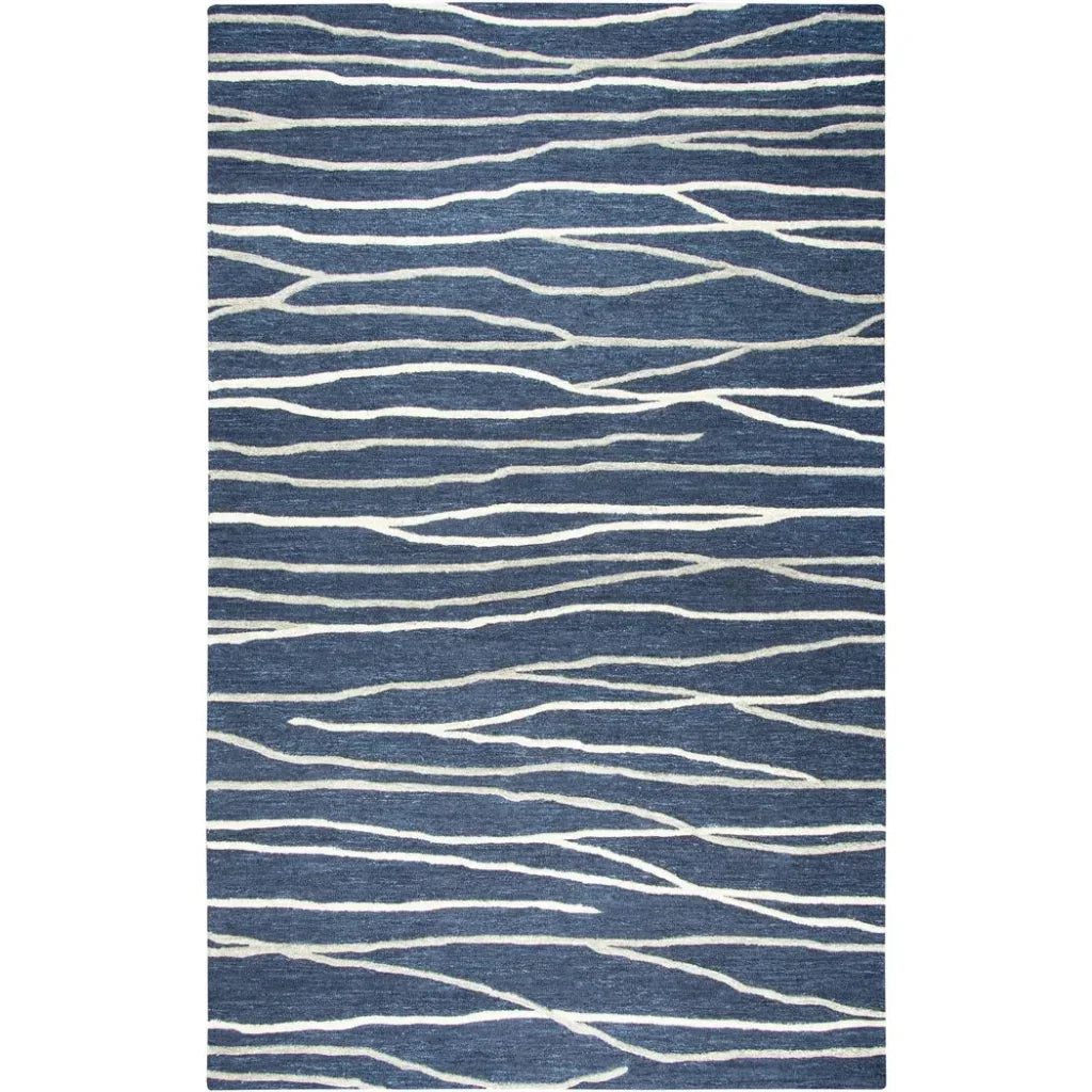 Bore Lines Navy Large Area Rugs For Living Room - LOOMLAN - LOOMLAN - Area Rugs