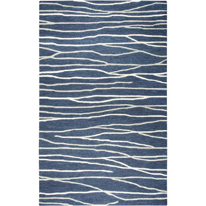 Bore Lines Navy Large Area Rugs For Living Room - LOOMLAN - LOOMLAN - Area Rugs