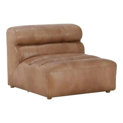 Brown Tan Leather Modular Slipper Chair