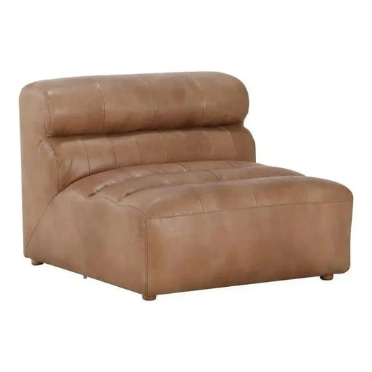 Brown Tan Leather Modular Slipper Chair