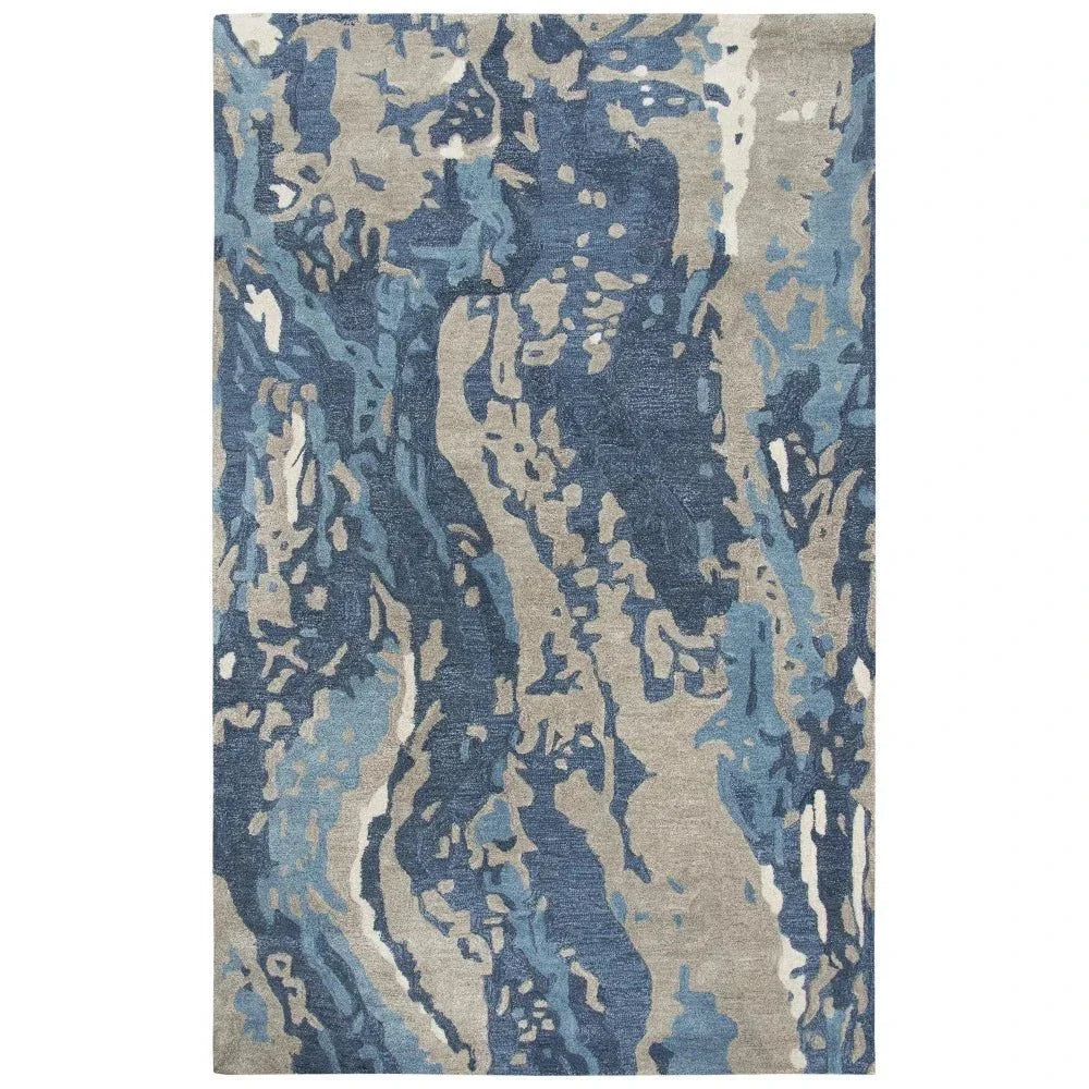 Canu Abstract Blue Large Area Rugs For Living Room