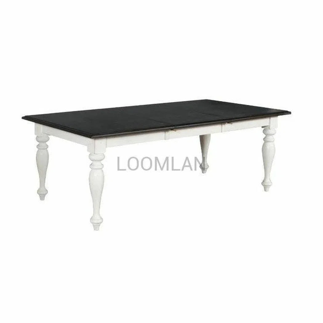 60-84" Two Tone White Extendable Dining Table with Extension Leaf Dining Tables Sideboards and Things By Sunny D