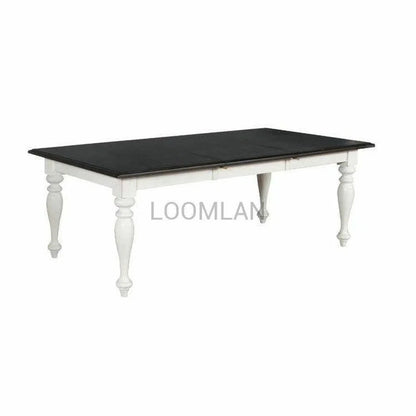 60-84" Two Tone White Extendable Dining Table with Extension Leaf Dining Tables Sideboards and Things By Sunny D