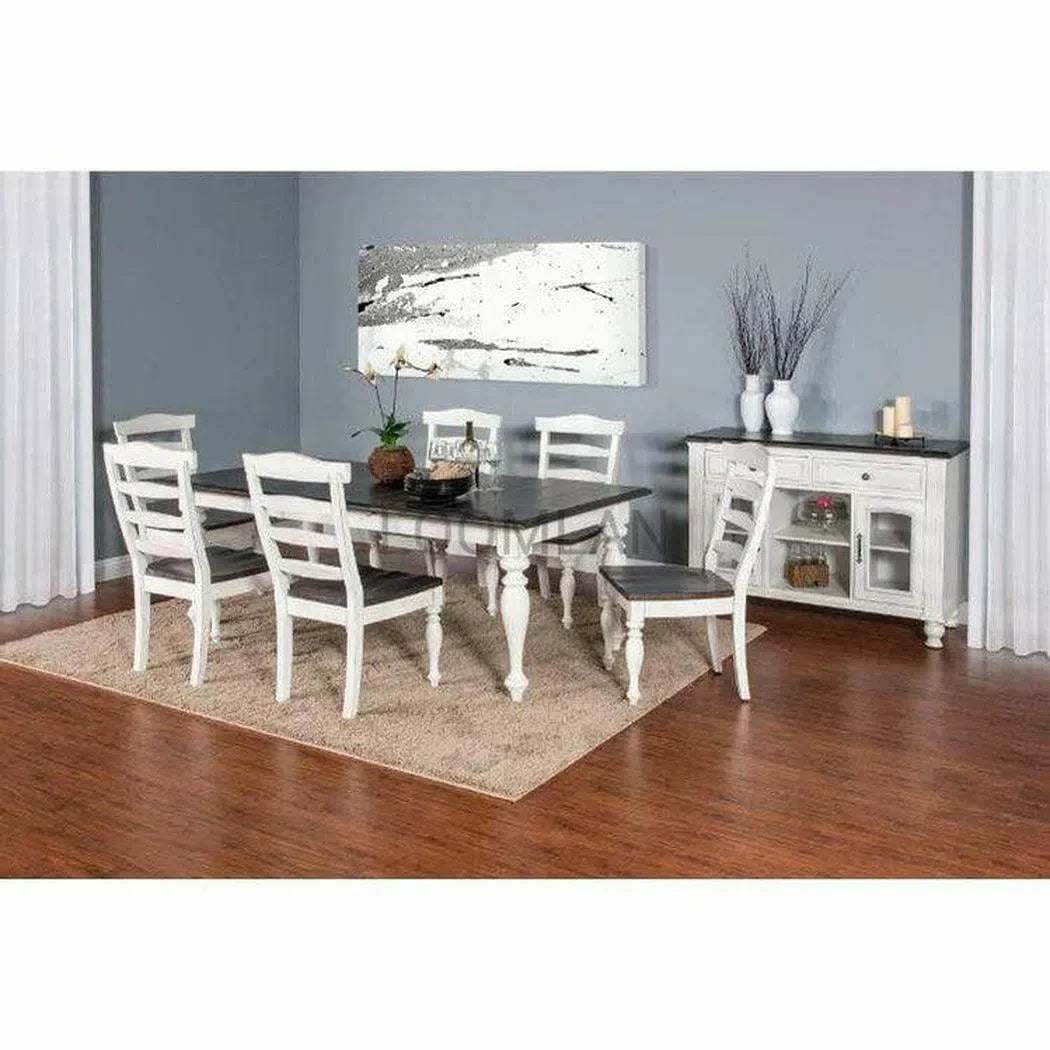 60-84" Two Tone White Extendable Dining Table with Extension Leaf Dining Tables Sideboards and Things By Sunny D