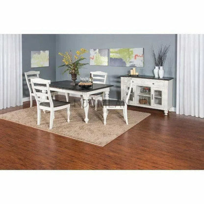 60-84" Two Tone White Extendable Dining Table with Extension Leaf Dining Tables Sideboards and Things By Sunny D