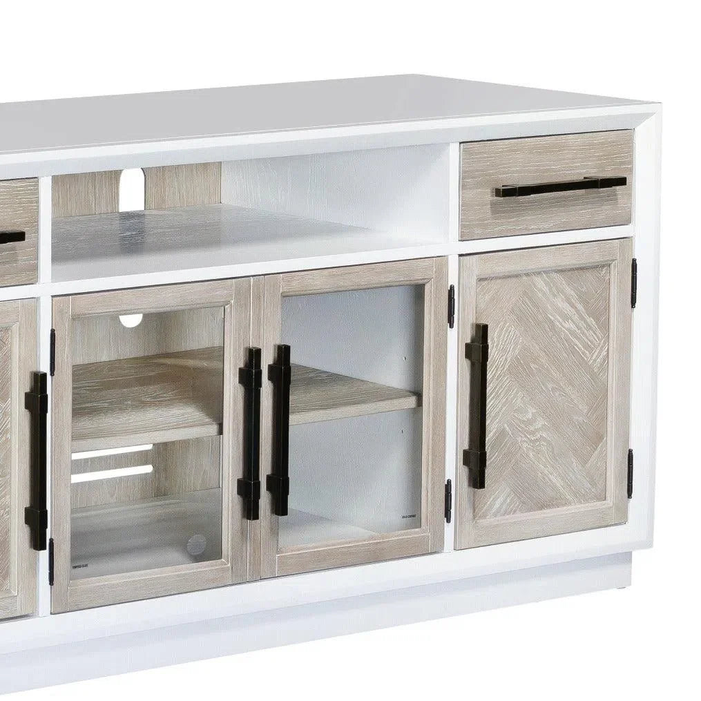 60" Boca Two Tone Wood TV Stand With Glass Doors TV Stands & Media Centers LOOMLAN By Panama Jack