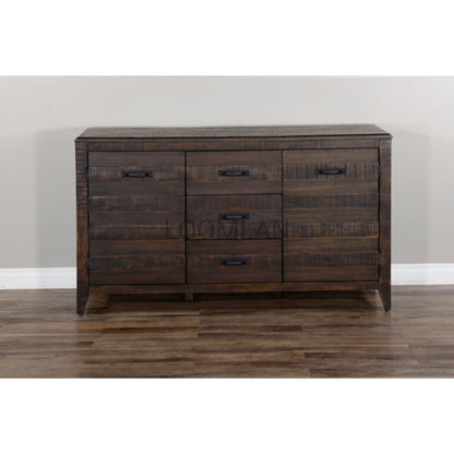 60" Dark Brown Wood Dining Server Buffet Sideboard With Drawers Sideboards Sideboards and Things By Sunny D
