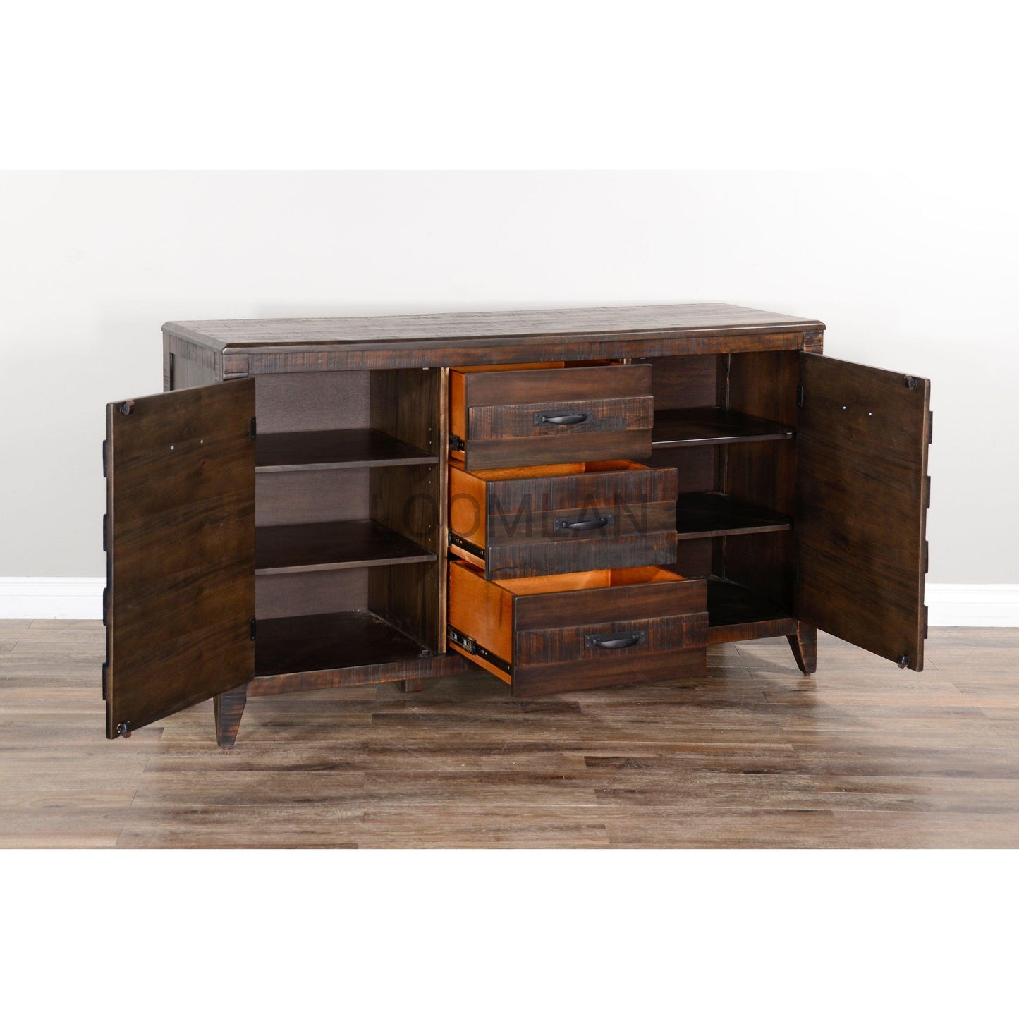 60" Dark Brown Wood Dining Server Buffet Sideboard With Drawers Sideboards Sideboards and Things By Sunny D