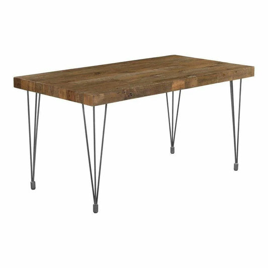 60" Reclaimed Wood Dining Table Top Iron Base Industrial Style Dining Tables LOOMLAN By Moe's Home