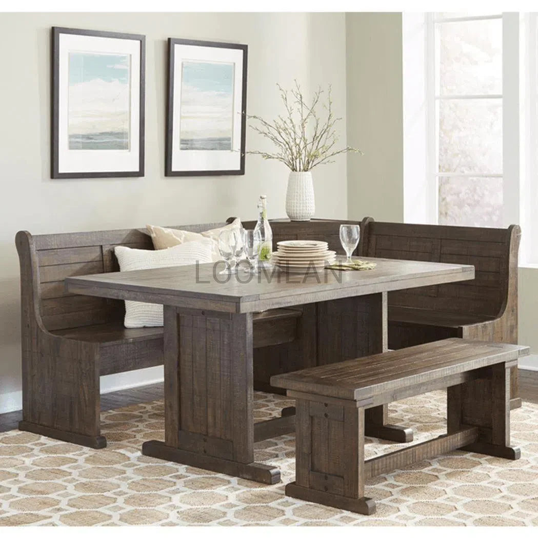 60" Rectangular Breakfast Nook Dining Set with Storage Under Bench Dining Table Sets Sideboards and Things By Sunny D