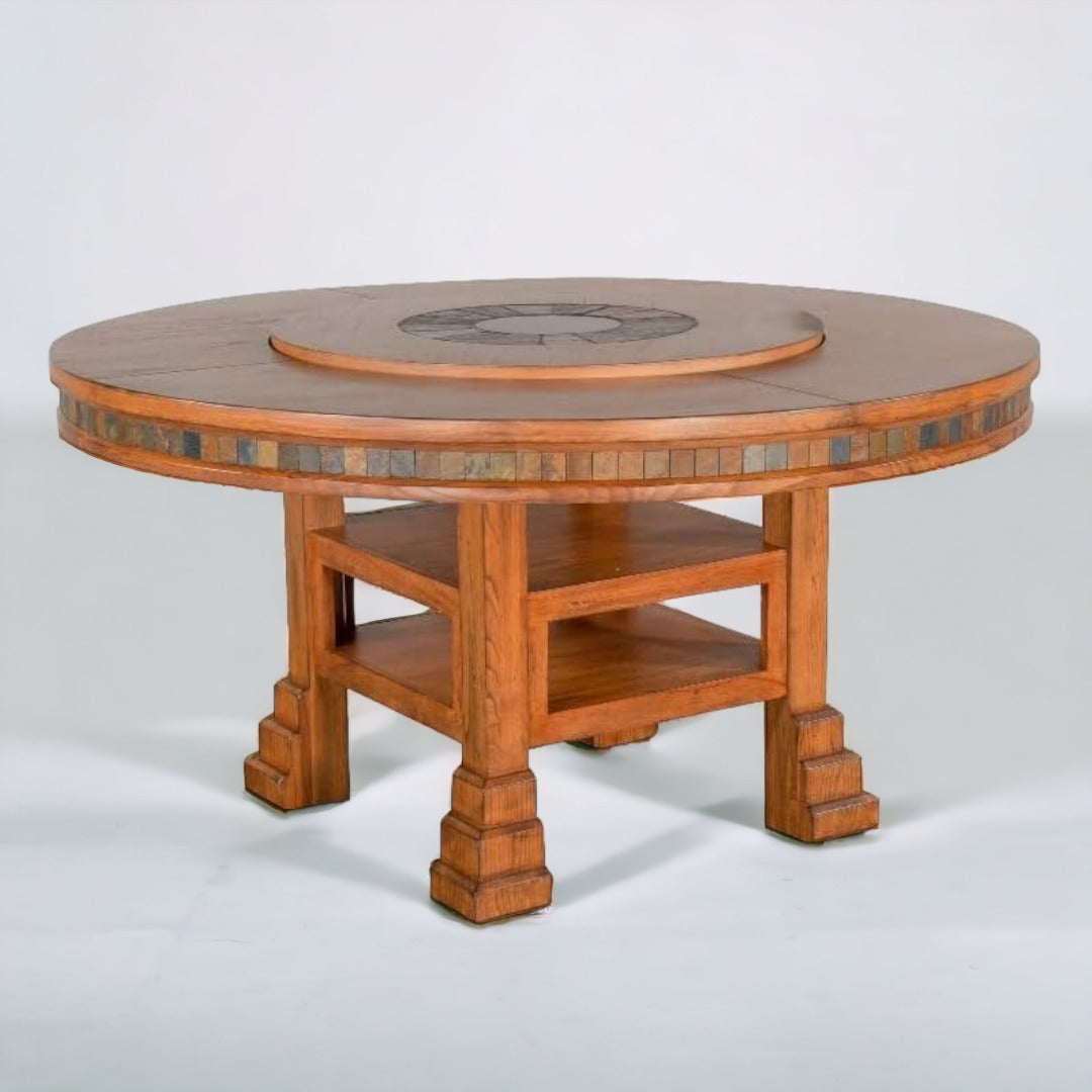 60" Round Adjustable Height Dining Table With Lazy Susan-Dining Tables-Sunny D-Sideboards and Things