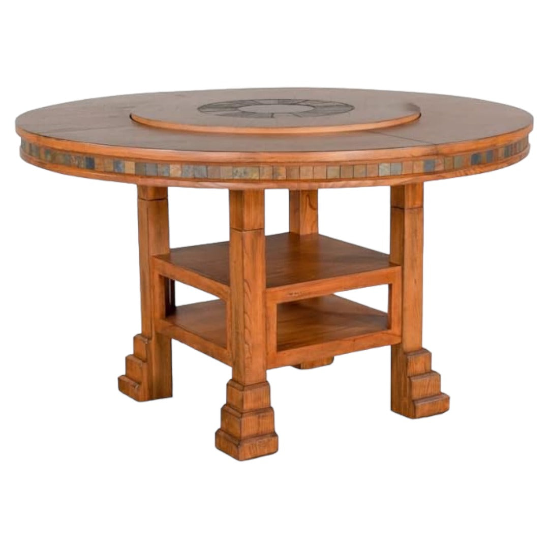 60" Round Adjustable Height Dining Table With Lazy Susan-Dining Tables-Sunny D-Sideboards and Things