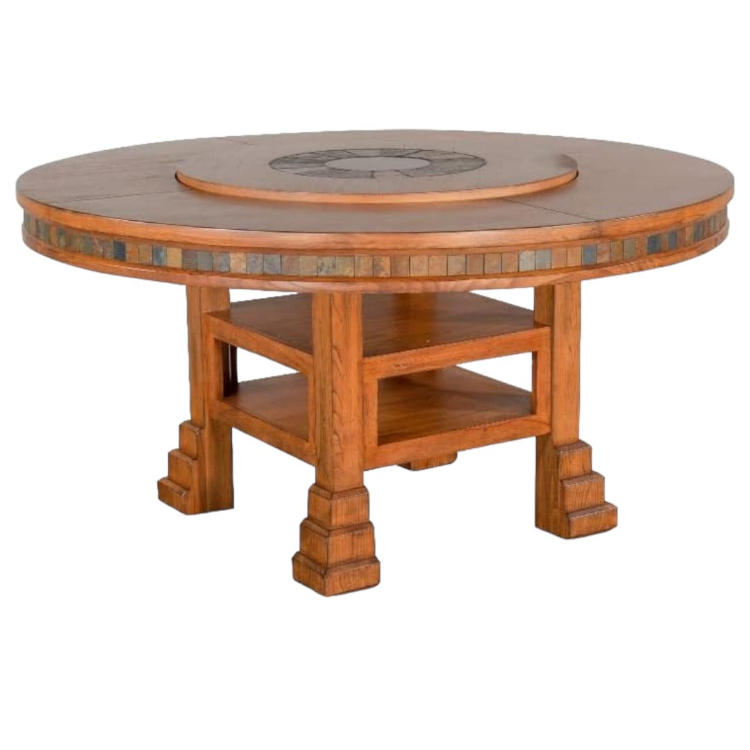 60" Round Adjustable Height Dining Table With Lazy Susan-Dining Tables-Sunny D-Sideboards and Things