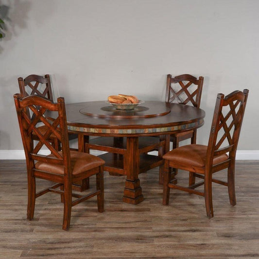 60" Round Adjustable Height Table Set 4 Dining Chairs & Lazy Susan Dining Table Sets Sideboards and Things By Sunny D