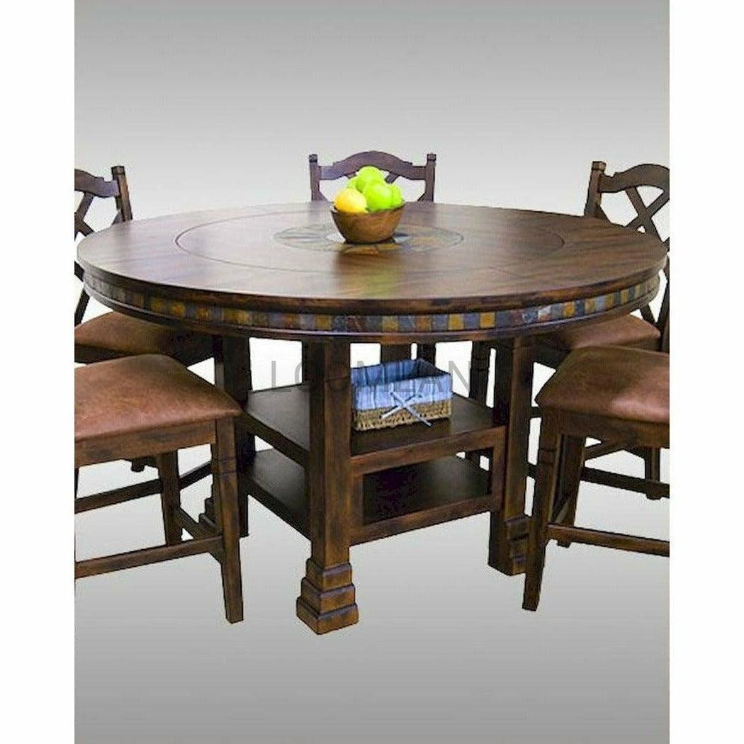 60" Round Table Adjustable Counter Height with Lazy Susan Dark Finish Counter Tables Sideboards and Things By Sunny D