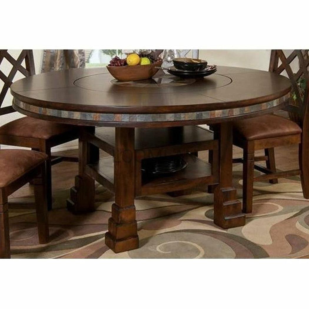 60" Round Table Adjustable Counter Height with Lazy Susan Dark Finish Counter Tables Sideboards and Things By Sunny D