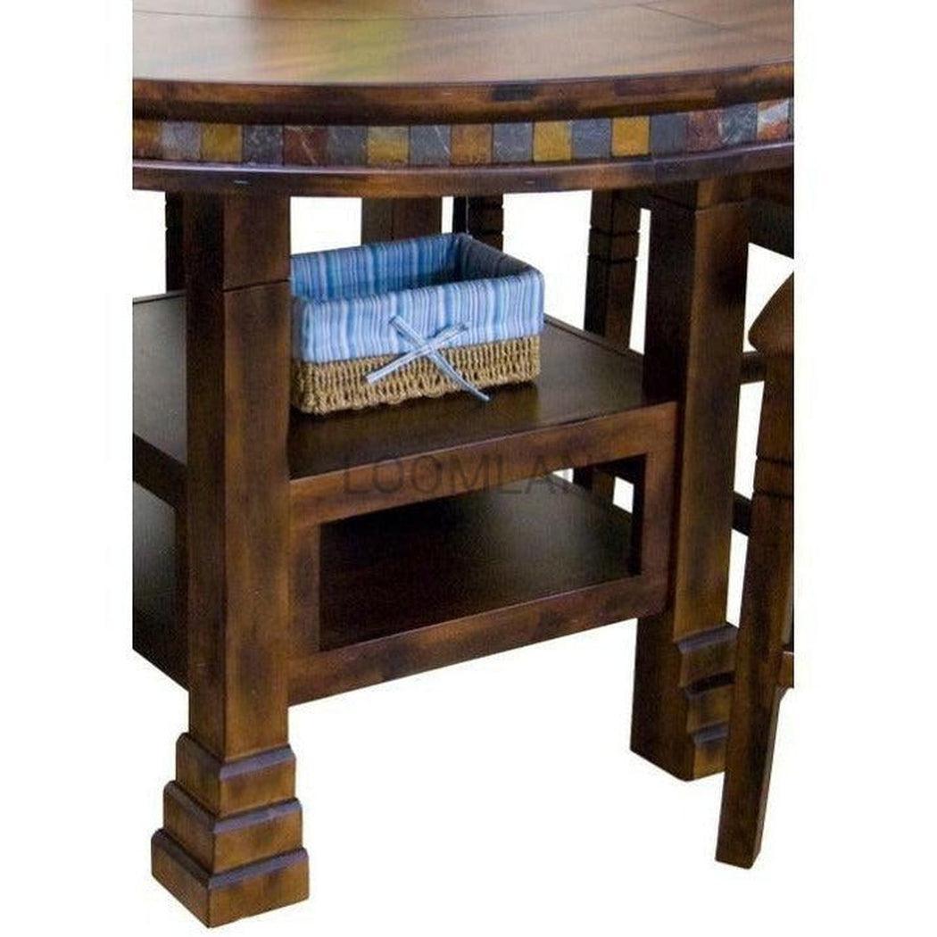 60" Round Table Adjustable Counter Height with Lazy Susan Dark Finish Counter Tables Sideboards and Things By Sunny D