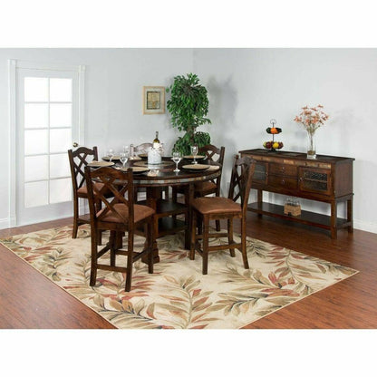 60" Round Table Adjustable Counter Height with Lazy Susan Dark Finish Counter Tables Sideboards and Things By Sunny D