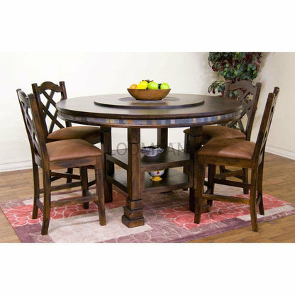60" Round Table Adjustable Counter Height with Lazy Susan Dark Finish Counter Tables Sideboards and Things By Sunny D