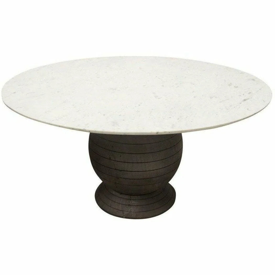 60" Round White Genuine Marble Top Dining Table Black Wood Base Dining Tables Sideboards and Things  By Diamond Sofa