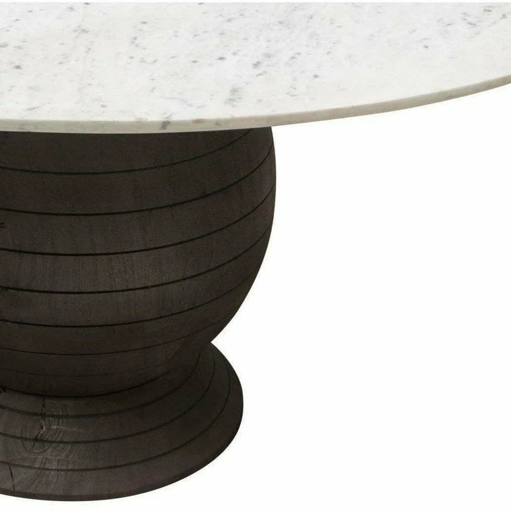 60" Round White Genuine Marble Top Dining Table Black Wood Base Dining Tables Sideboards and Things  By Diamond Sofa