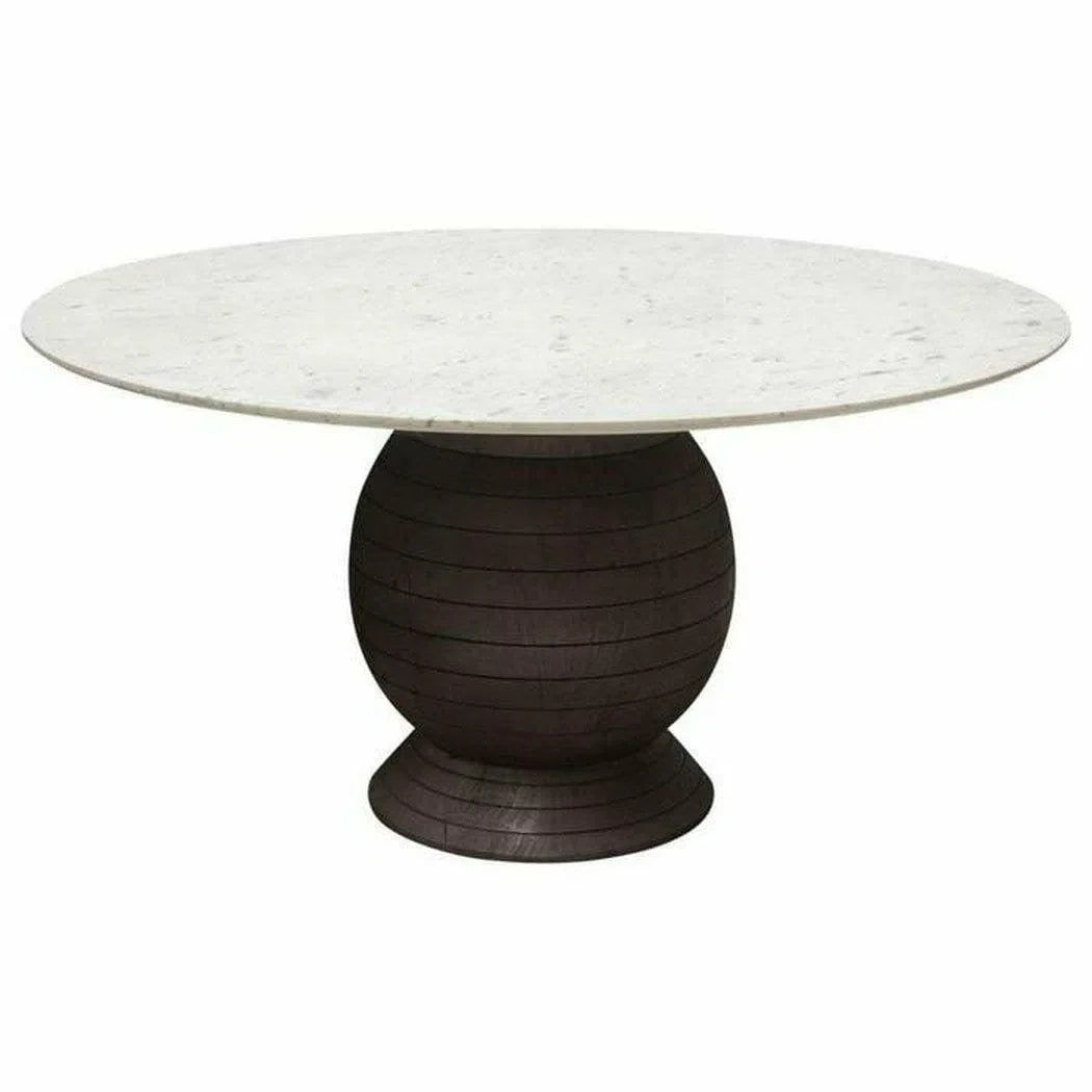 60" Round White Genuine Marble Top Dining Table Black Wood Base Dining Tables Sideboards and Things  By Diamond Sofa