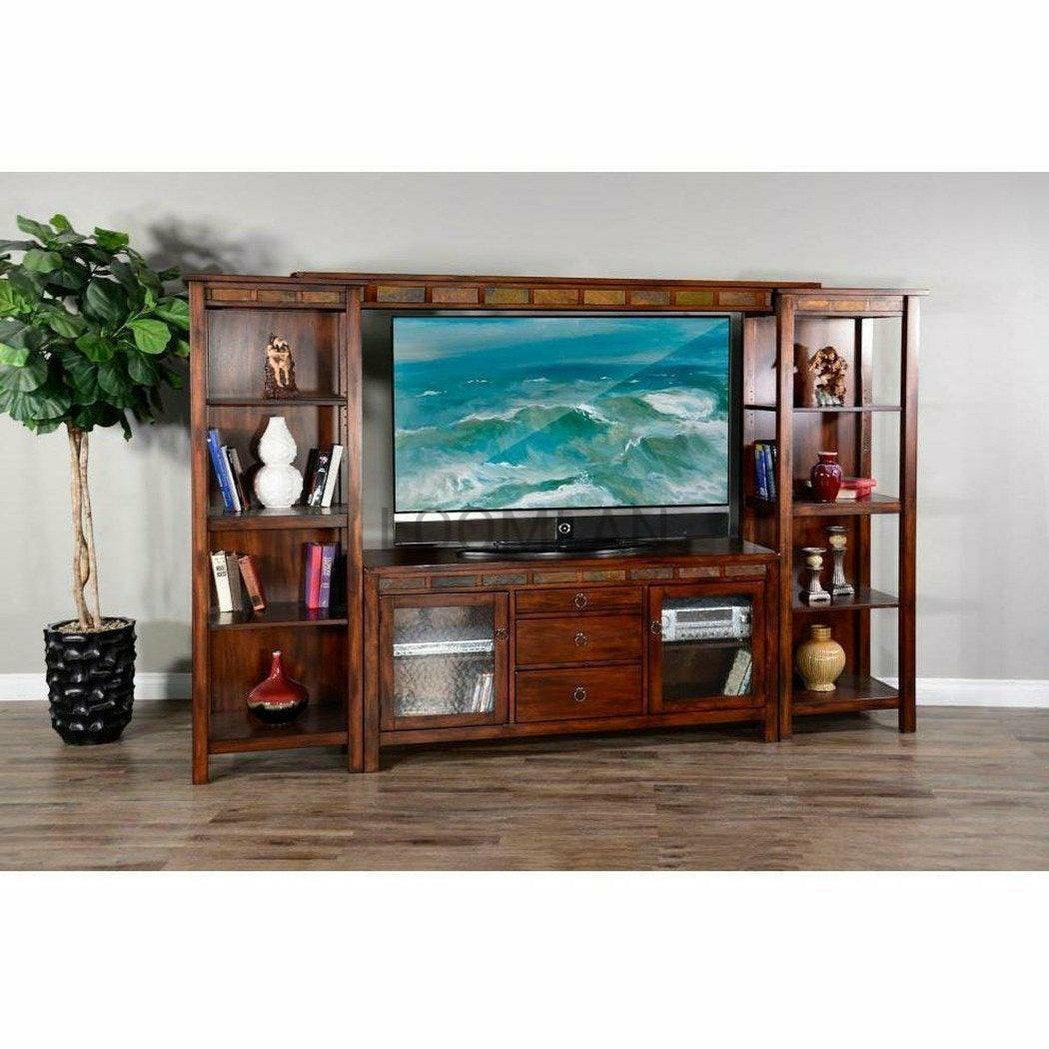 60" TV Stand Media Console Traditional Dark Wood Cabinet TV Stands & Media Centers Sideboards and Things By Sunny D