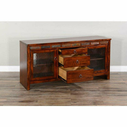 60" TV Stand Media Console Traditional Dark Wood Cabinet TV Stands & Media Centers Sideboards and Things By Sunny D