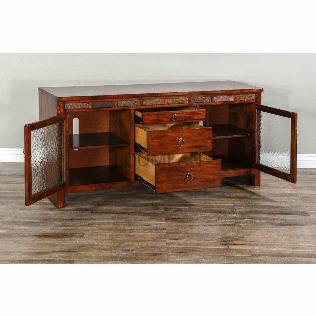 60" TV Stand Media Console Traditional Dark Wood Cabinet TV Stands & Media Centers Sideboards and Things By Sunny D